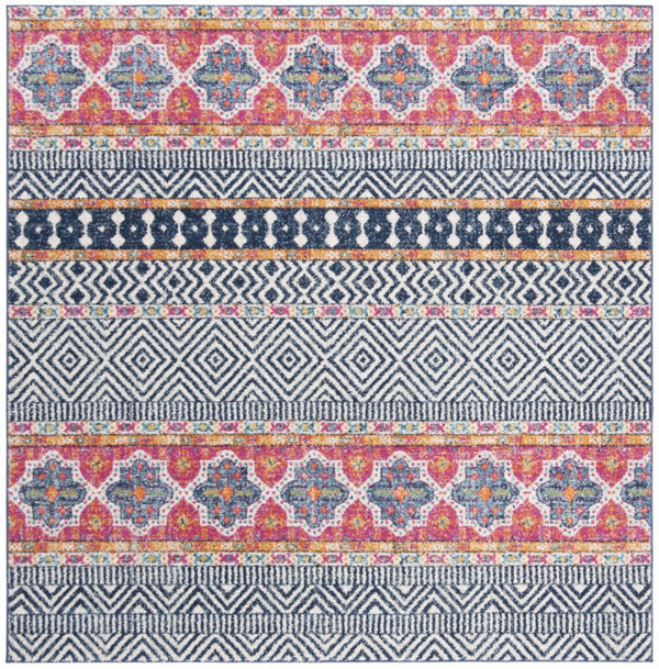Safavieh Madison Bohemian Square Area Rug Navy Ivory Polypropylene Woven Entryway Accent MAD797N-3SQ