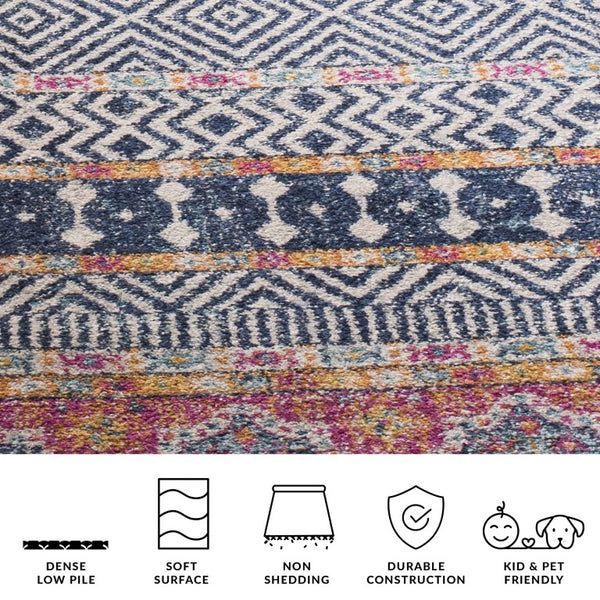 Safavieh Madison Bohemian Square Area Rug Navy Ivory Polypropylene Woven Entryway Accent MAD797N-3SQ