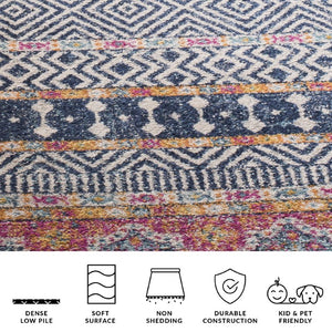 Safavieh Madison Bohemian Square Area Rug Navy Ivory Polypropylene Woven Entryway Accent MAD797N-3SQ