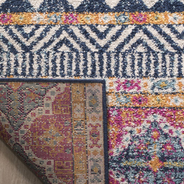 Safavieh Madison Bohemian Square Area Rug Navy Ivory Polypropylene Woven Entryway Accent MAD797N-3SQ