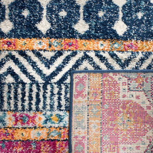 Safavieh Madison Bohemian Square Area Rug Navy Ivory Polypropylene Woven Entryway Accent MAD797N-3SQ