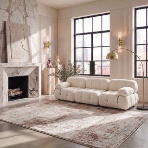 Safavieh Madison Geometric Runner Rug Power Loomed Polypropylene Hallway Accent in Neutral Tones 9'-0" x 12'-0" MAD819A-9