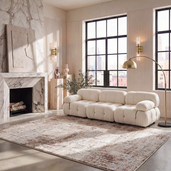 Safavieh Madison Geometric Runner Rug Power Loomed Polypropylene Hallway Accent in Neutral Tones 9'-0" x 12'-0" MAD819A-9