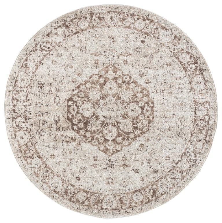 Safavieh Madison Round Beige Polypropylene Rug Traditional Low Pile for Living Room or Bedroom MAD836A-7R