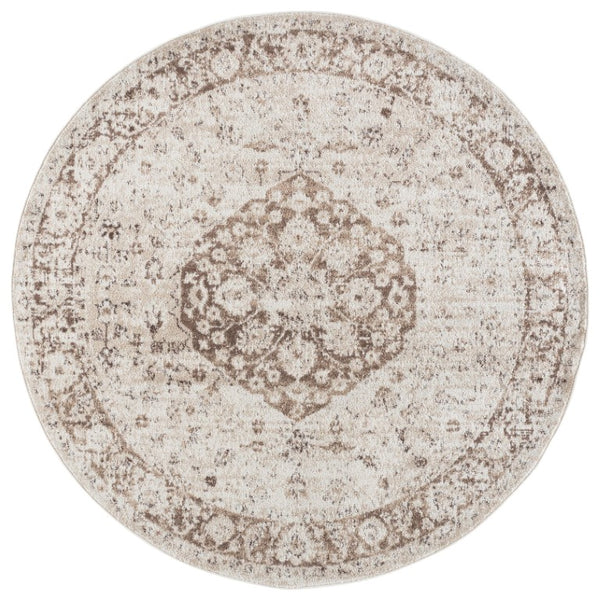 Safavieh Madison Round Beige Polypropylene Rug Traditional Low Pile for Living Room or Bedroom MAD836A-7R