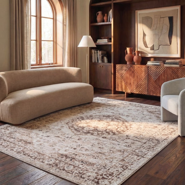 Safavieh Madison Neutral Beige Power Loomed Polypropylene Area Rug for Living and Dining Rooms MAD836A-8