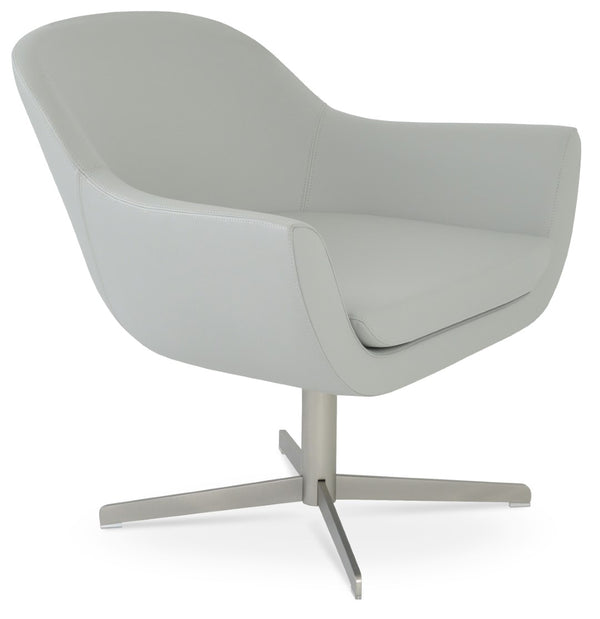Soho Concept Madison Swivel Armchair With Brushed Nickel Base - Durable Leatherette, 2-year Warranty, Cinnamon Light Grey  Soho-concept-dining-chair-12242