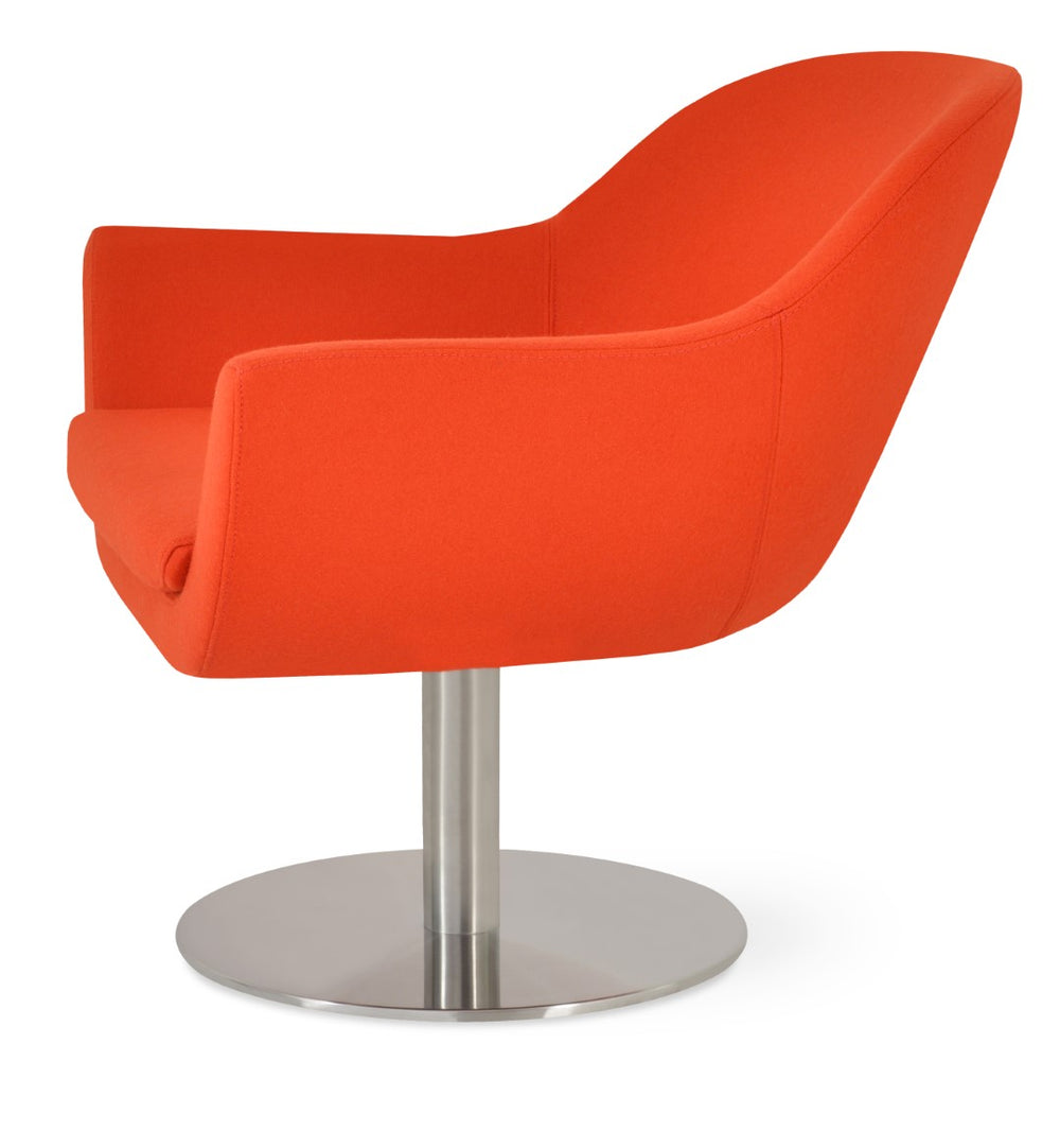 Soho Concept Madison Armchair Swivel Round - Premium Wool Upholstery, Sleek Design, 10-year Guarantee, 350 Lbs Capacity Orange  Soho-concept-dining-chair-12244