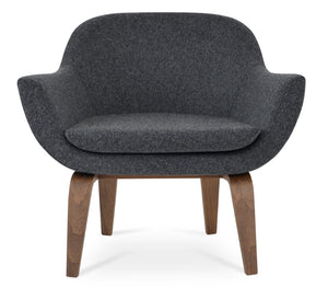 Soho Concept Madison Armchair - Elegant Walnut Plywood Base With Dark Grey Camira Era Fabric & 10-year Warranty Walnut,Dark Grey  Soho-concept-dining-chair-12213