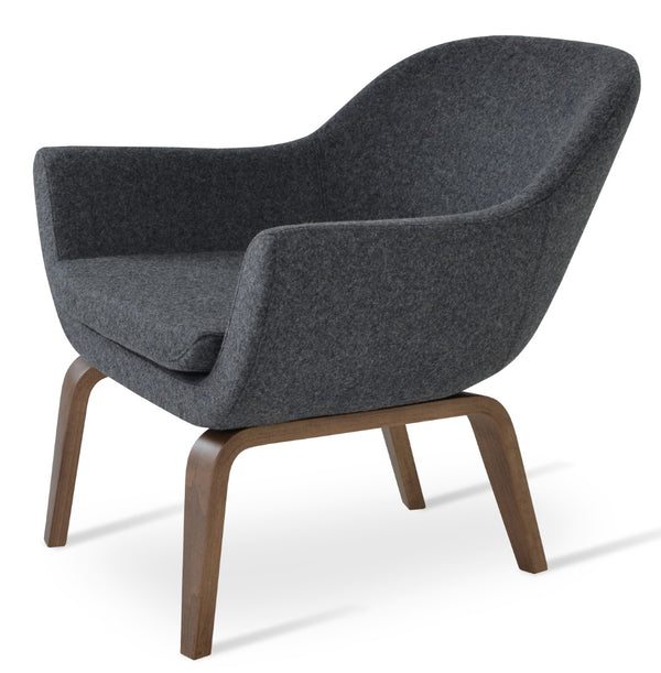 Soho Concept Madison Armchair - Elegant Walnut Plywood Base With Dark Grey Camira Era Fabric & 10-year Warranty Walnut,Dark Grey  Soho-concept-dining-chair-12212