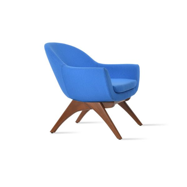 Soho Concept Madison Armchair In Camira Yoredale Boucle & Genuine Leather - 10-year Guarantee, Durable Wood Base Walnut,Blue  Soho-concept-dining-chair-12211