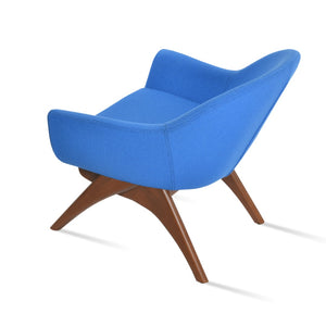 Soho Concept Madison Armchair In Camira Yoredale Boucle & Genuine Leather - 10-year Guarantee, Durable Wood Base Walnut,Blue  Soho-concept-dining-chair-13224