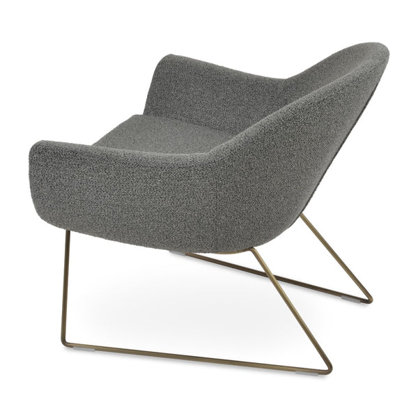 Soho Concept Madison Armchair - Modern Wire Sled Base With Boucle, Velvet & Nubuck Upholstery, 10-year Guarantee Brass,Gold,Grey,Black  Soho-concept-dining-chair-13217