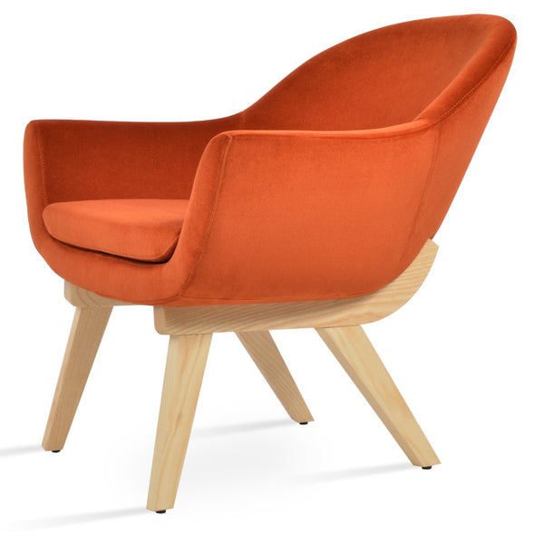 Soho Concept Madison Armchair - Stylish Wood Base In Walnut, Premium Boucle, Velvet & Nubuck, 10-year Guarantee Ash,Orange  Soho-concept-dining-chair-12191
