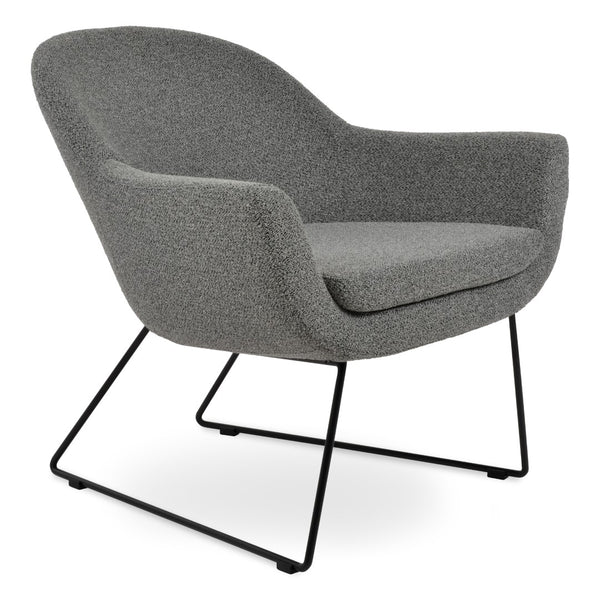 Soho Concept Madison Armchair - Modern Wire Sled Base With Boucle, Velvet & Nubuck Upholstery, 10-year Guarantee Black,Grey  Soho-concept-dining-chair-12194
