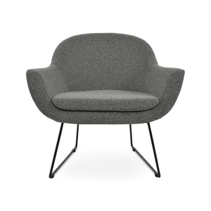 Soho Concept Madison Armchair - Modern Wire Sled Base With Boucle, Velvet & Nubuck Upholstery, 10-year Guarantee Black,Grey  Soho-concept-dining-chair-13219