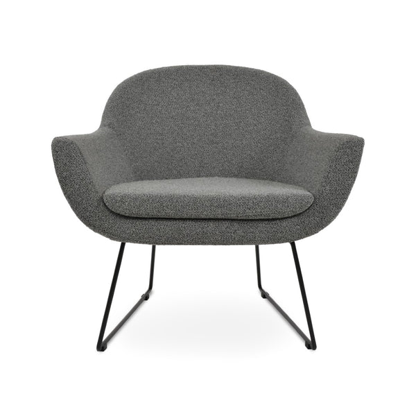 Soho Concept Madison Armchair - Modern Wire Sled Base With Boucle, Velvet & Nubuck Upholstery, 10-year Guarantee Black,Grey  Soho-concept-dining-chair-13219