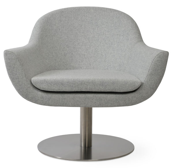 Soho Concept Madison Armchair Swivel With Matte Nickel Base – Luxury Wool Upholstery & 10-year Guarantee Silver  Soho-concept-dining-chair-12146