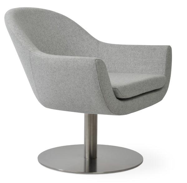 Soho Concept Madison Armchair Swivel Round - Premium Wool Upholstery, Sleek Design, 10-year Guarantee, 350 Lbs Capacity Silver  Soho-concept-dining-chair-12144