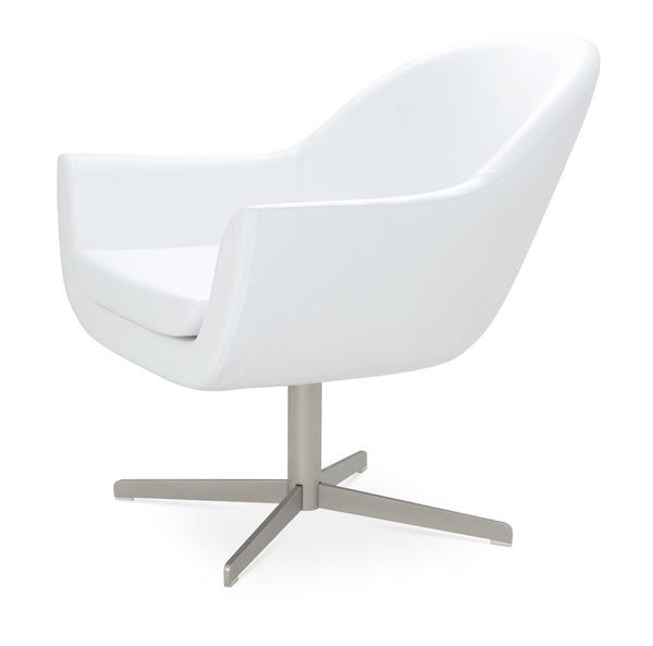 Soho Concept Madison Swivel Armchair With Brushed Nickel Base - Durable Leatherette, 2-year Warranty, Cinnamon White  Soho-concept-dining-chair-12185
