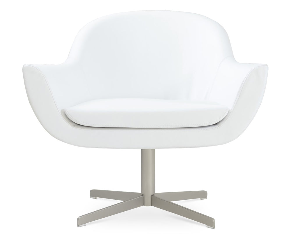 Soho Concept Madison Swivel Armchair With Brushed Nickel Base - Durable Leatherette, 2-year Warranty, Cinnamon White  Soho-concept-dining-chair-13214