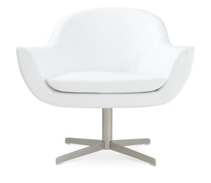 Soho Concept Madison Swivel Armchair With Brushed Nickel Base - Durable Leatherette, 2-year Warranty, Cinnamon White  Soho-concept-dining-chair-13214