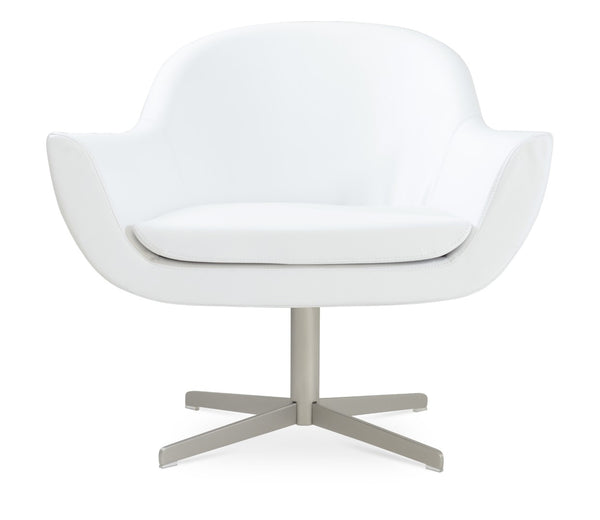 Soho Concept Madison Swivel Armchair With Brushed Nickel Base - Durable Leatherette, 2-year Warranty, Cinnamon White  Soho-concept-dining-chair-13214