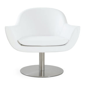 Soho Concept Madison Swivel Armchair In Leatherette With Modern Stainless Steel Base – 2-year Guarantee, Cinnamon White  Soho-concept-dining-chair-12177