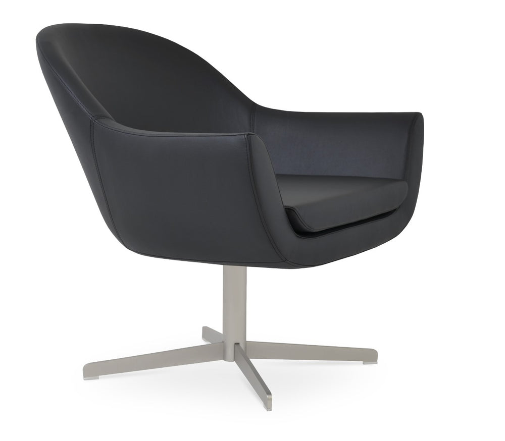 Soho Concept Madison Swivel Armchair With Brushed Nickel Base - Durable Leatherette, 2-year Warranty, Cinnamon White  Soho-concept-dining-chair-13214