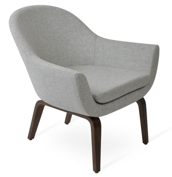 Soho Concept Madison Armchair - Elegant Wool Fabric Upholstery With Plywood Base, 10-year Guarantee, Turkiye Crafted Walnut,Silver  Soho-concept-dining-chair-12140