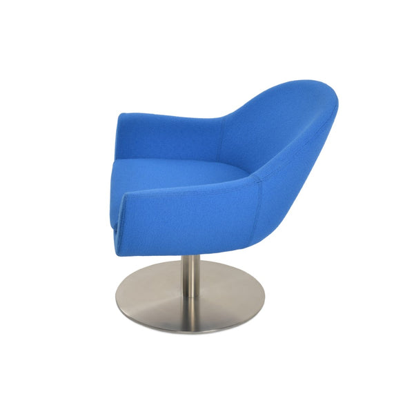 Soho Concept Madison Armchair Swivel With Camira Yoredale Boucle & Leather - 10-year Guarantee, 350 Lbs Capacity Blue  Soho-concept-dining-chair-13229