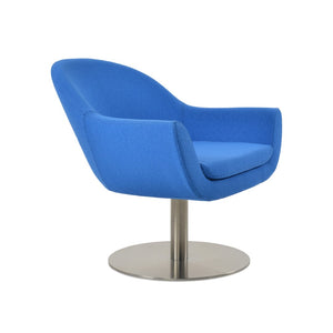 Soho Concept Madison Armchair Swivel Round In Camira Yoredale Boucle & Leather - Durable Comfort, 10-year Guarantee Blue  Soho-concept-dining-chair-12231