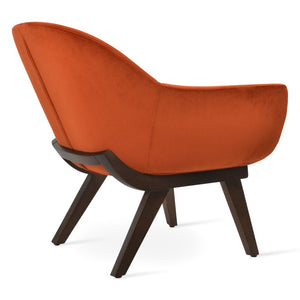 Soho Concept Madison Armchair - Stylish Wood Base In Walnut, Premium Boucle, Velvet & Nubuck, 10-year Guarantee Walnut,Orange  Soho-concept-dining-chair-13232