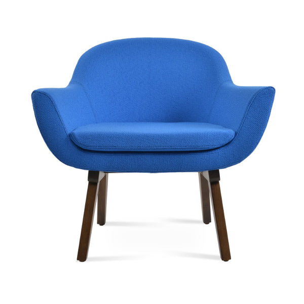 Soho Concept Madison Armchair In Camira Yoredale Boucle & Genuine Leather - 10-year Guarantee, Durable Wood Base Blue,Walnut  Soho-concept-dining-chair-12237