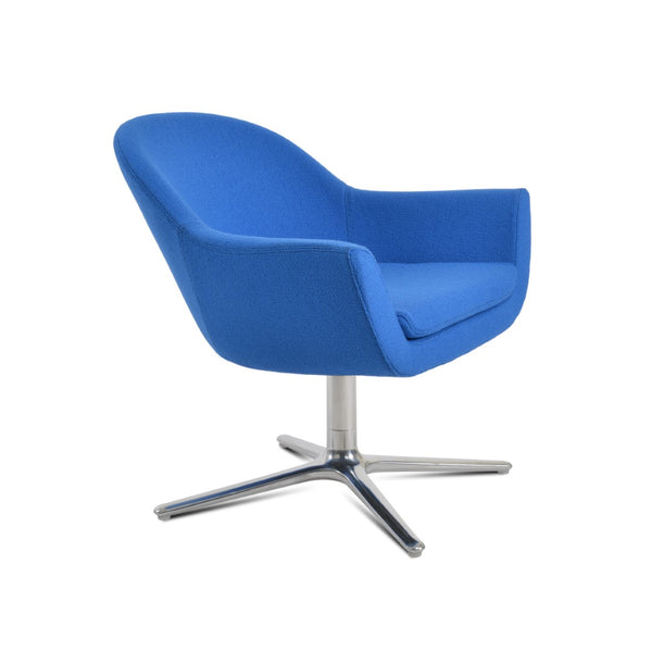 Soho Concept Madison Armchair Oval Base - Polished Aluminum, Boucle Or Leather, 10-year Guarantee, Elegant Design Blue  Soho-concept-dining-chair-13190