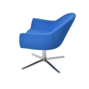Soho Concept Madison Armchair Oval Base - Polished Aluminum, Boucle Or Leather, 10-year Guarantee, Elegant Design Blue  Soho-concept-dining-chair-12125