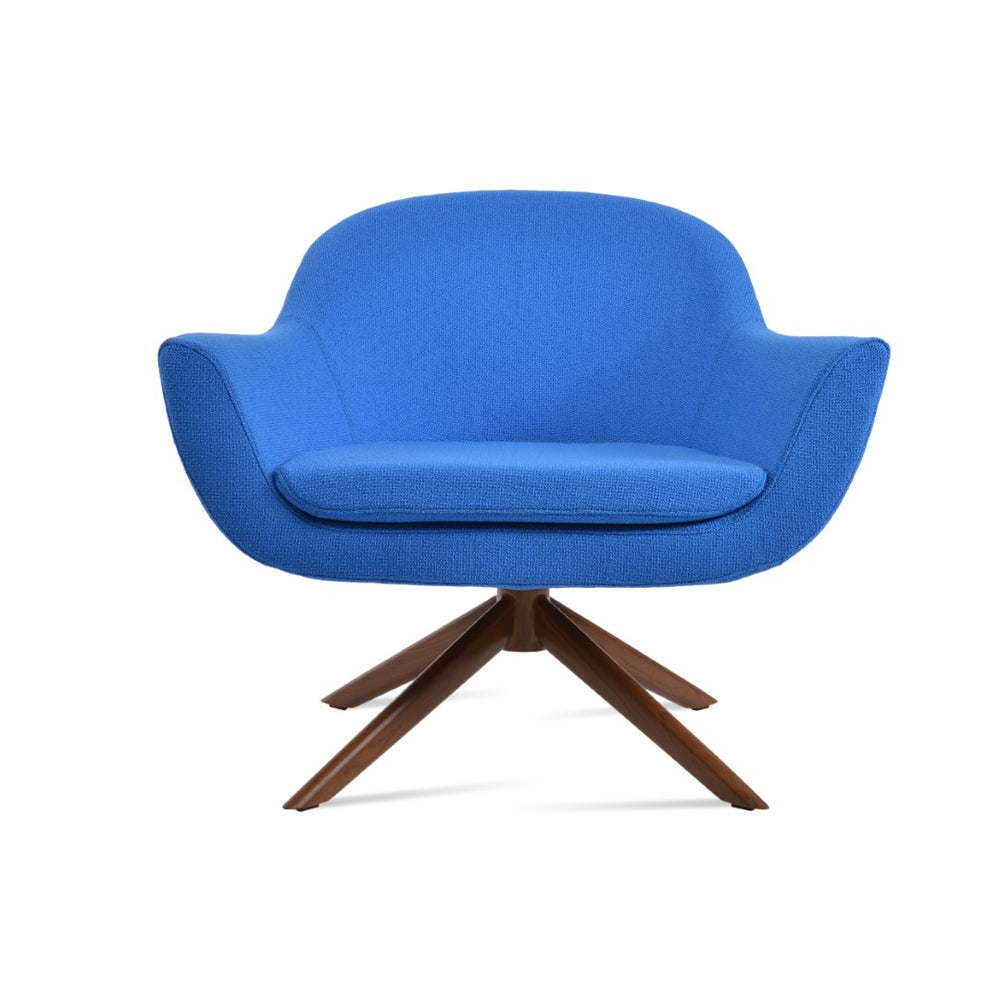 Soho Concept Madison Armchair - Modern Sword Swivel Design, Camira Boucle & Leather, 10-year Guarantee, Walnut Walnut,Blue  Soho-concept-dining-chair-13192