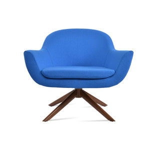 Soho Concept Madison Armchair - Modern Sword Swivel Design, Camira Boucle & Leather, 10-year Guarantee, Walnut Walnut,Blue  Soho-concept-dining-chair-13192