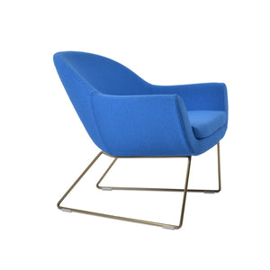 Soho Concept Madison Armchair - Elegant Wire Sled Base In Camira Boucle Or Leather, 10-year Guarantee, 400 Lbs Blue,Brass  Soho-concept-dining-chair-12133