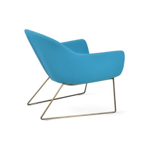 Soho Concept Madison Armchair - Modern Wire Sled Base With Boucle, Velvet & Nubuck Upholstery, 10-year Guarantee Brass,Turquoise  Soho-concept-dining-chair-12134
