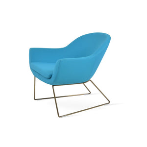 Soho Concept Madison Armchair - Modern Wire Sled Base With Boucle, Velvet & Nubuck Upholstery, 10-year Guarantee Brass,Turquoise  Soho-concept-dining-chair-13195
