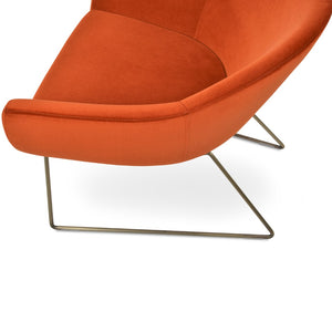 Soho Concept Madison Armchair - Modern Wire Sled Base With Boucle, Velvet & Nubuck Upholstery, 10-year Guarantee Gold,Brass,Orange  Soho-concept-dining-chair-13193
