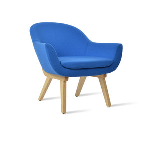 Soho Concept Madison Armchair In Camira Yoredale Boucle & Genuine Leather - 10-year Guarantee, Durable Wood Base Blue,Ash  Soho-concept-dining-chair-13197