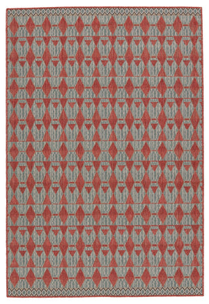 Jaipur Living Vibe by Jaipur Living Maji Polypropylene Geometric Lattice Indoor Outdoor Area Rug Red 5'6"X7'6" RUG150261