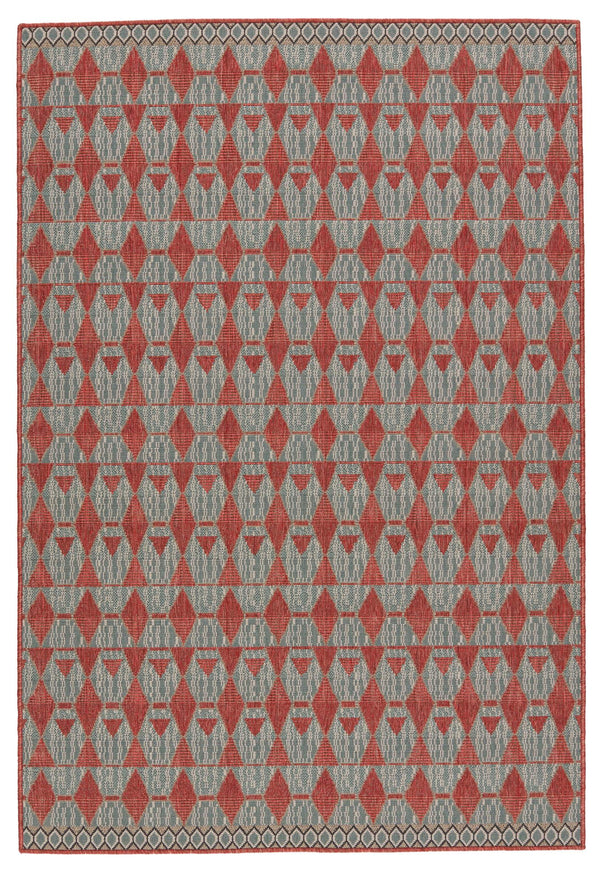 Jaipur Living Vibe by Jaipur Living Maji Polypropylene Geometric Lattice Indoor Outdoor Area Rug Red 5'6"X7'6" RUG150261