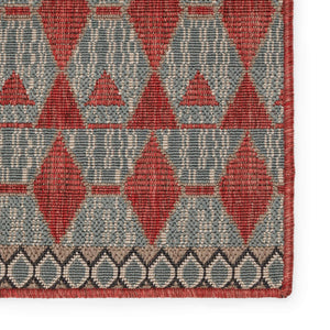 Jaipur Living Vibe by Jaipur Living Maji Polypropylene Geometric Lattice Indoor Outdoor Area Rug Red 5'6"X7'6" RUG150261