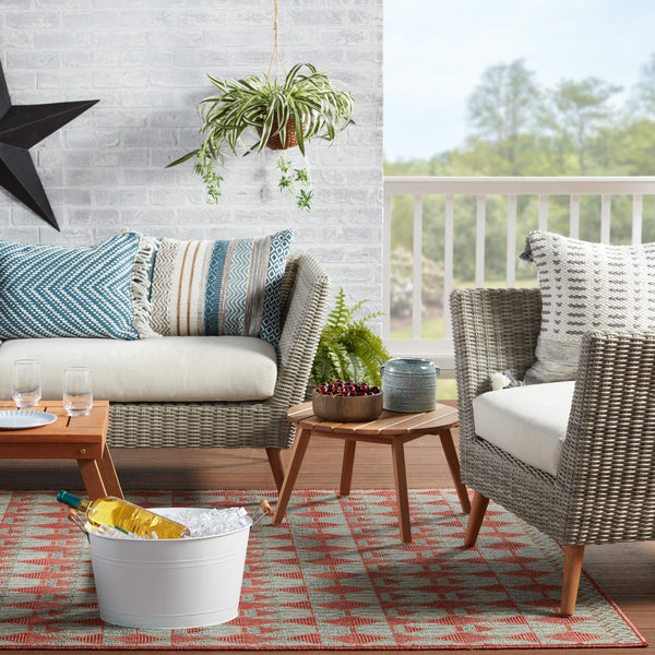Jaipur Living Vibe by Jaipur Living Maji Polypropylene Geometric Lattice Indoor Outdoor Area Rug Red 5'6"X7'6" RUG150261
