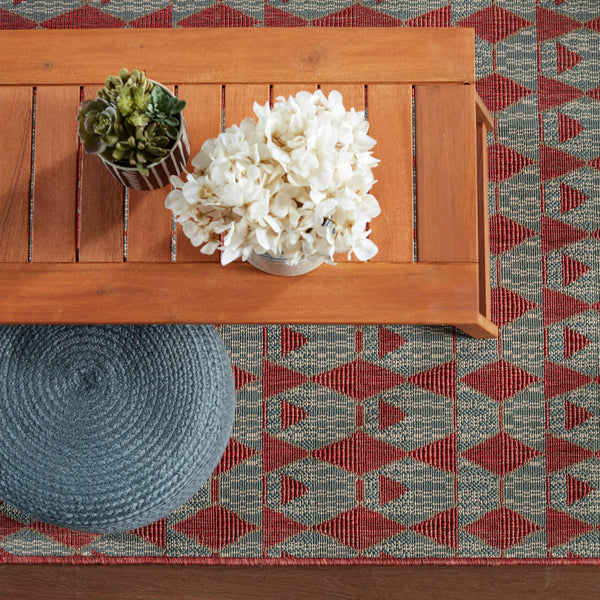 Jaipur Living Vibe by Jaipur Living Maji Polypropylene Geometric Lattice Indoor Outdoor Area Rug Red 5'6"X7'6" RUG150261