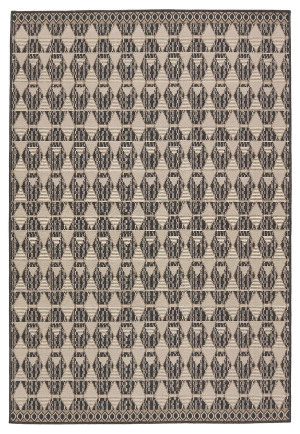 Jaipur Living Vibe by Jaipur Living Maji Polypropylene Geometric Lattice Indoor Outdoor Area Rug Black 8'X10' RUG150278