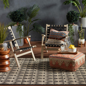 Jaipur Living Vibe by Jaipur Living Maji Polypropylene Geometric Lattice Indoor Outdoor Area Rug Black 8'X10' RUG150278